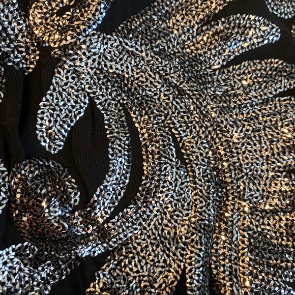 Silver Sequin Paisley Print Shorts w Drawstring  4 - Picture 7 of 11